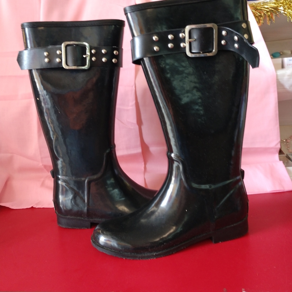 ☔ INTRIGUE ORIGINAL RUBBER RAIN BOOTS SZ 8